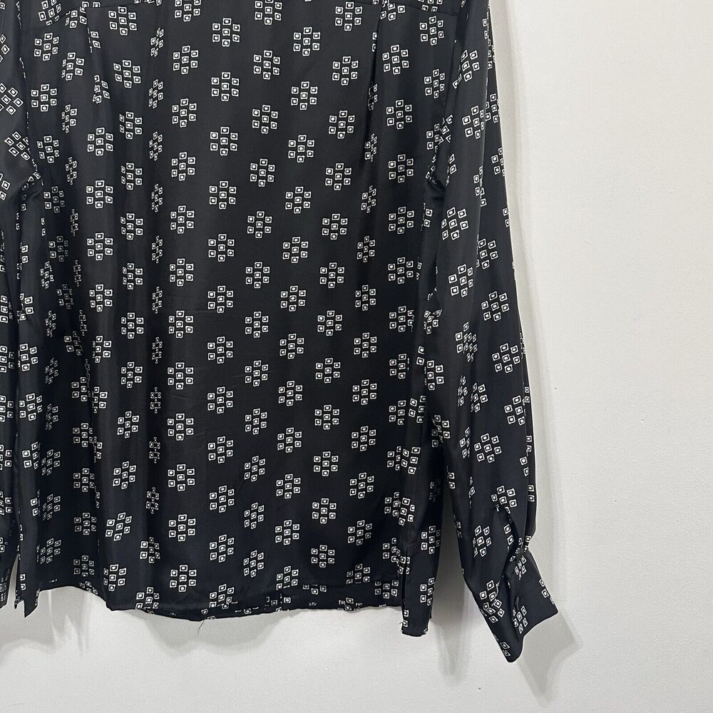 Pendleton Silk Blouse 14 Button Front Black Geo F… - image 7